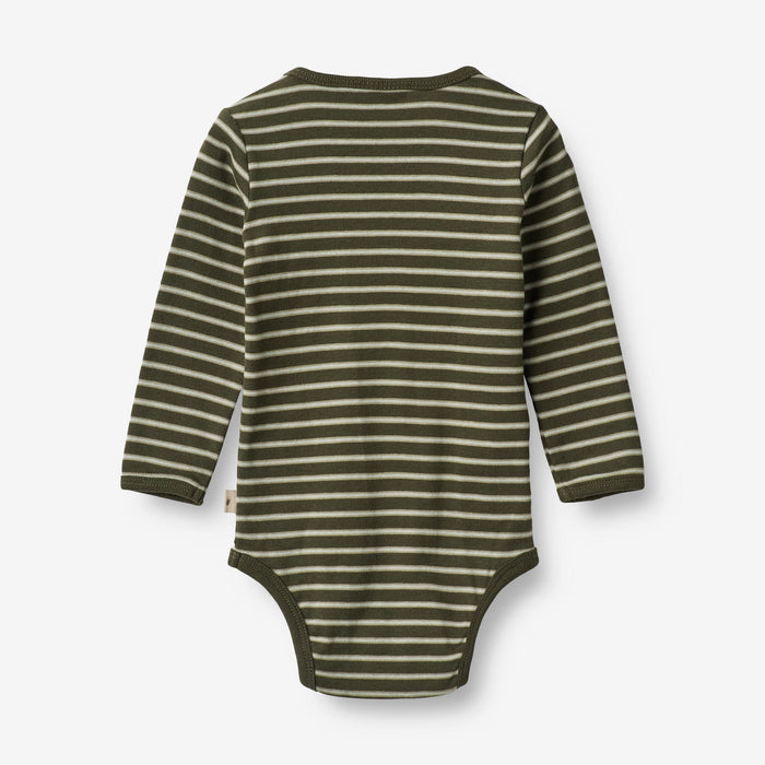 Wheat Main Body Berti | Baby Underwear/Bodies 4076 dark green stripe