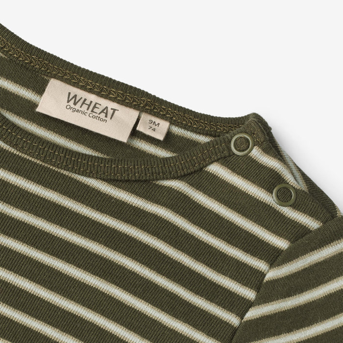 Wheat Main Body Berti | Baby Underwear/Bodies 4076 dark green stripe