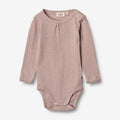 Wheat Wool Body Gatherings Wool LS | Baby Underwear/Bodies 2086 dark powder
