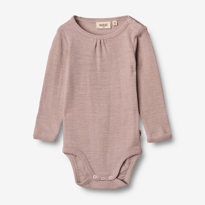 Wheat Wool Body Gatherings Wool LS | Baby Underwear/Bodies 2086 dark powder