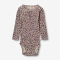 Wheat Wool Body Gatherings Wool LS | Baby Underwear/Bodies 1493 purple flowers