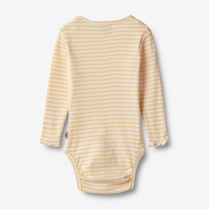 Wheat Main Body L/S Rie Underwear/Bodies 5002 pale apricot stripe