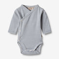 Wheat Main Body Wraparound L/S Pil Underwear/Bodies 1048 blue stripe