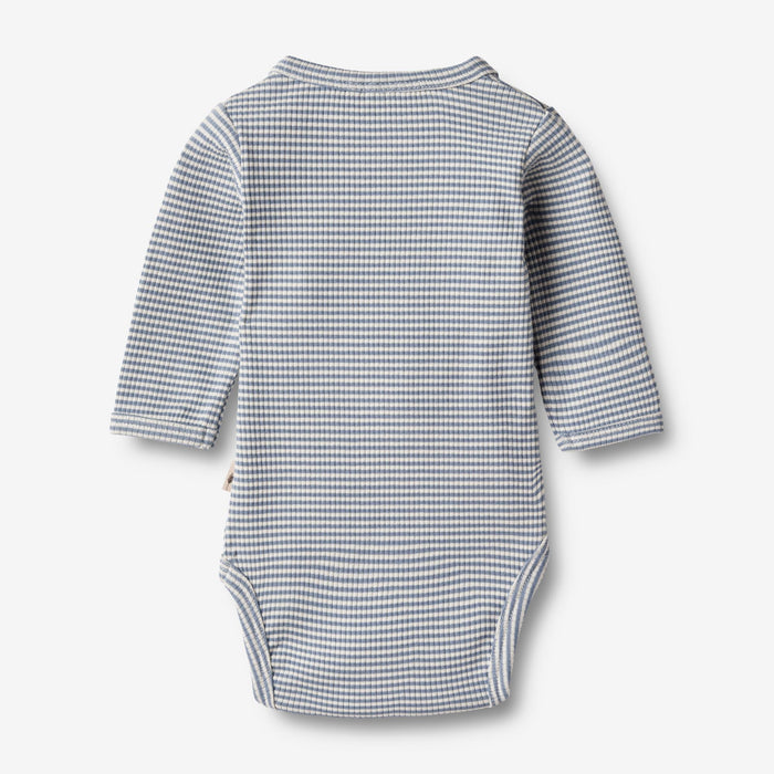 Wheat Main Body Wraparound L/S Pil Underwear/Bodies 1048 blue stripe