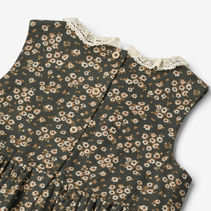 Wheat Main Dress Elma Sleeveless Dress 0027 black coal flowers