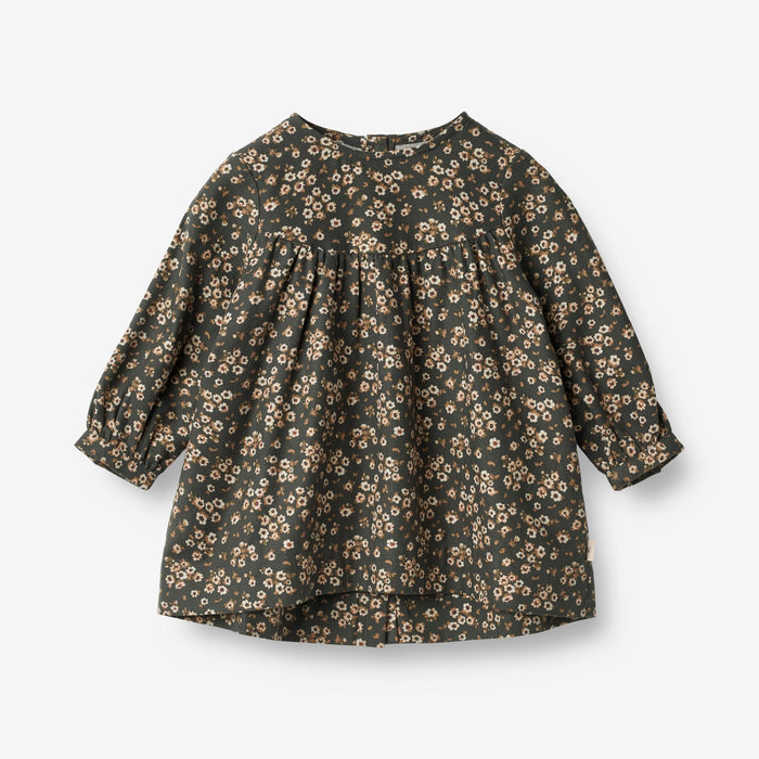 Wheat Main Dress Fenja | Baby Dress 0027 black coal flowers