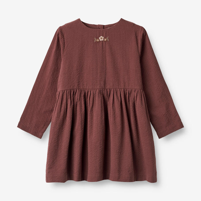 Wheat Main Dress Gunvor Embroidery Dress 2118 aubergine