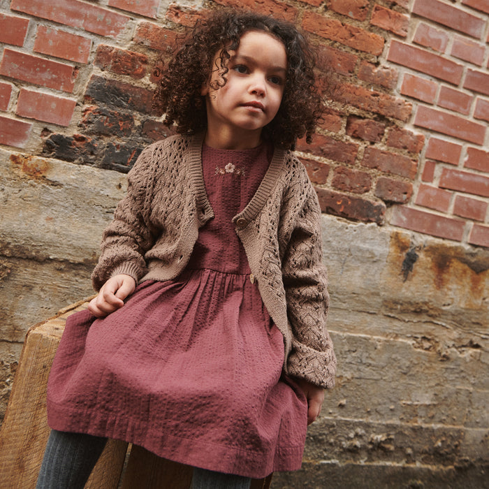 Wheat Main Dress Gunvor Embroidery Dress 2118 aubergine