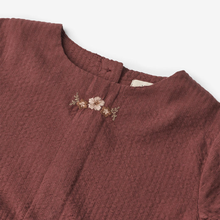 Wheat Main Dress Gunvor Embroidery Dress 2118 aubergine