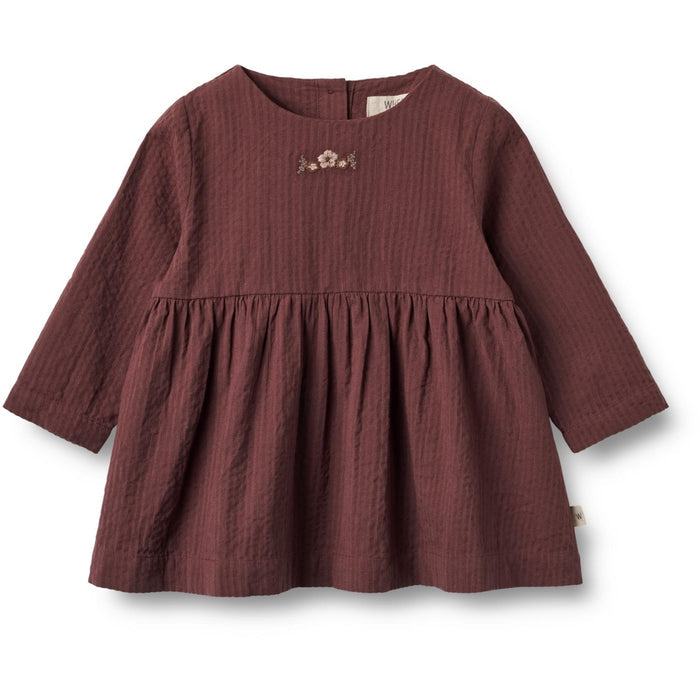 Wheat Main Dress Gunvor Embroidery | Baby Dress 2118 aubergine