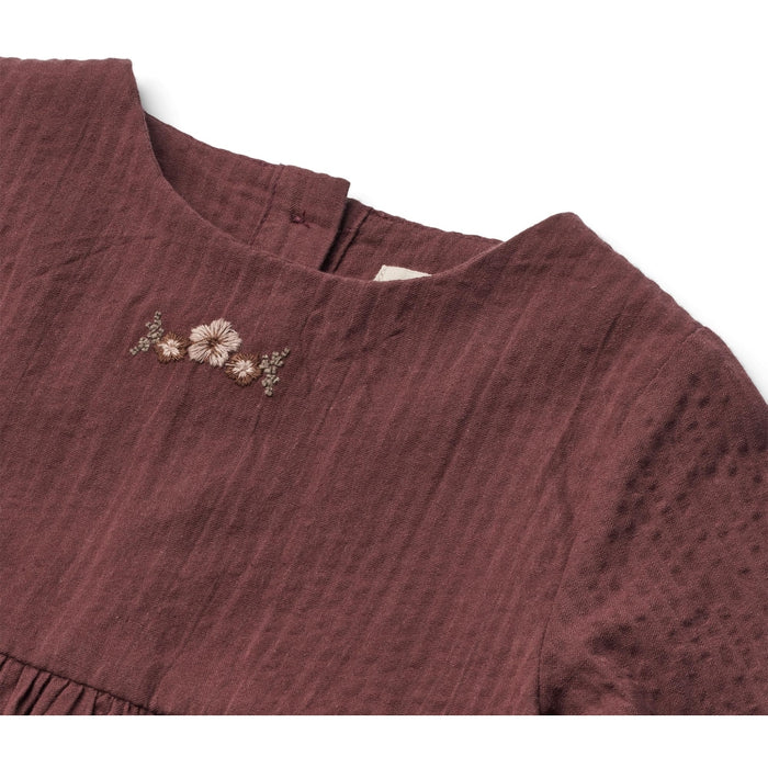 Wheat Main Dress Gunvor Embroidery | Baby Dress 2118 aubergine