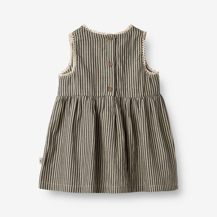 Wheat Main Dress Kirsten | Baby Dress 0030 black coal stripe
