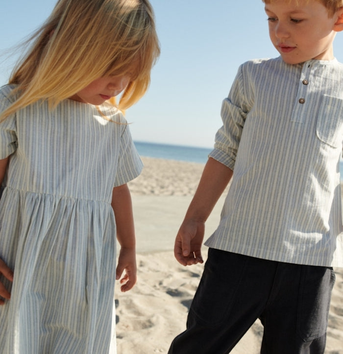 Wheat Main Dress S/S Esmaralda Dress 4109 aquablue stripe