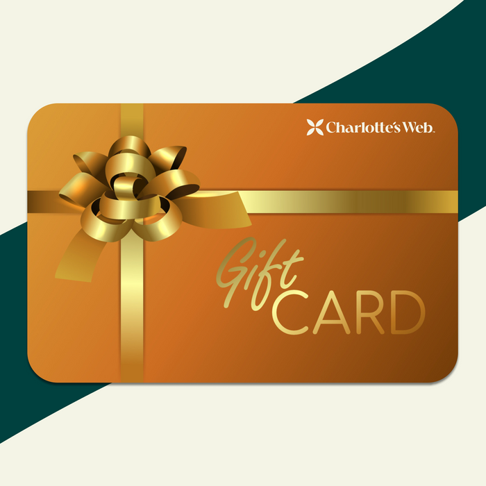 Gold gift card with green and white background.
