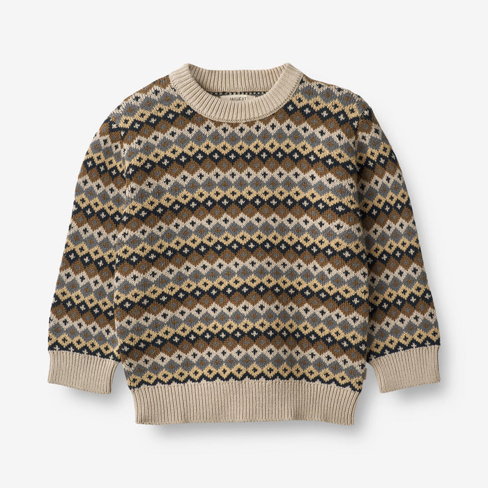 Wheat Main Jacquard Pullover Elias Knitted Tops 9402 multi blue