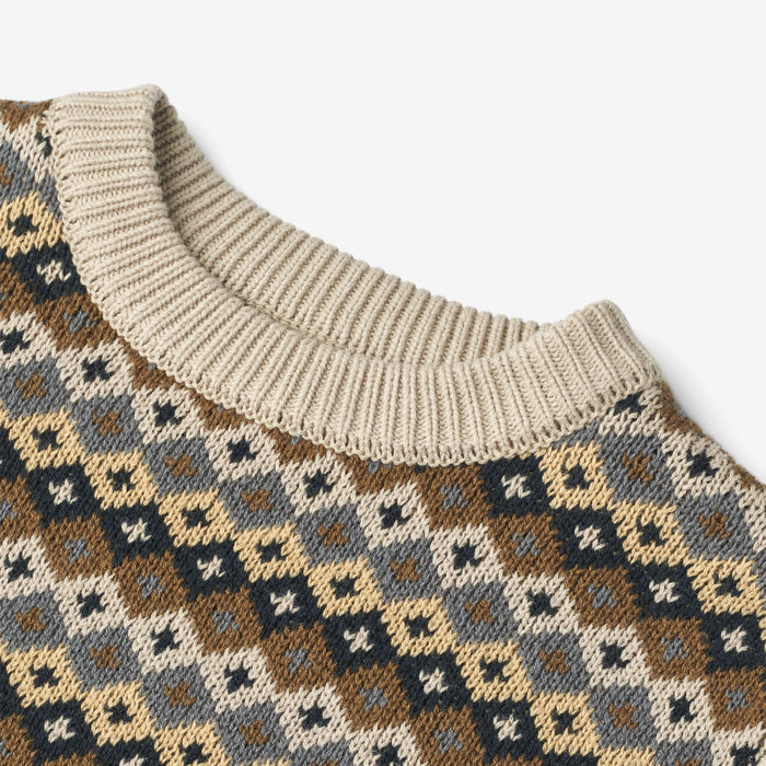 Wheat Main Jacquard Pullover Elias Knitted Tops 9402 multi blue