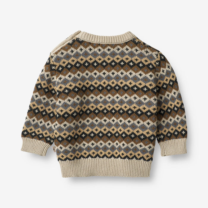 Wheat Main Jacquard Pullover Elias | Baby Knitted Tops 9402 multi blue