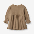 Wheat Main Jersey Dress Eliane | Baby Dress 3238 beige rib stripe