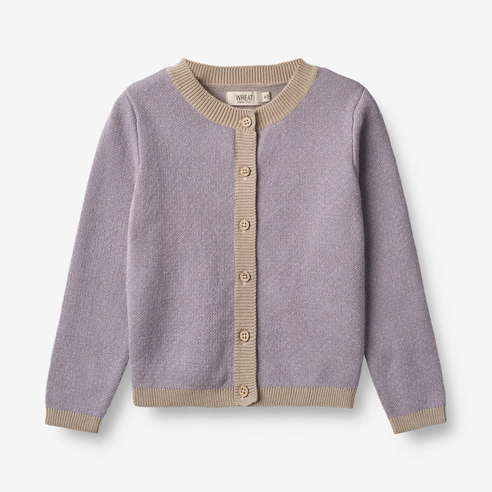 Wheat Main Knit Cardigan Elga Knitted Tops 1345 lavender beige