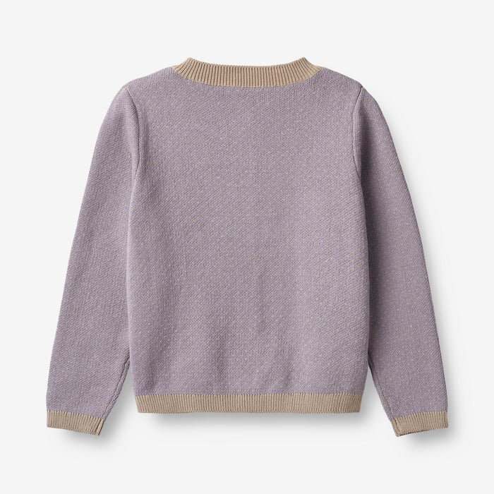 Wheat Main Knit Cardigan Elga Knitted Tops 1345 lavender beige