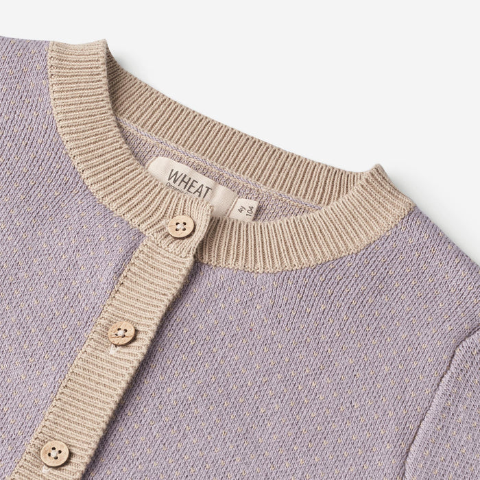 Wheat Main Knit Cardigan Elga Knitted Tops 1345 lavender beige