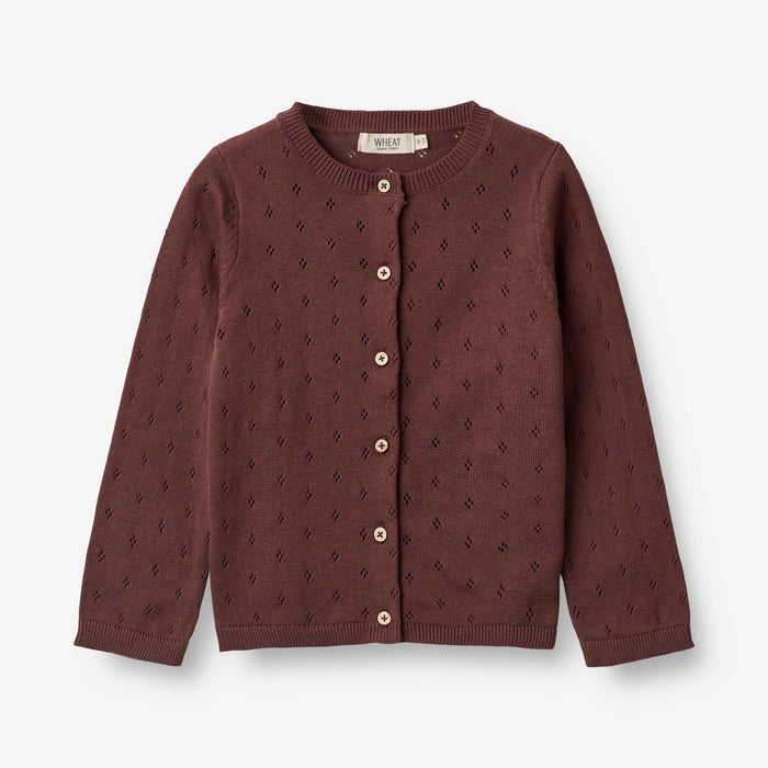 Wheat Main Knit Cardigan Maia Knitted Tops 2118 aubergine