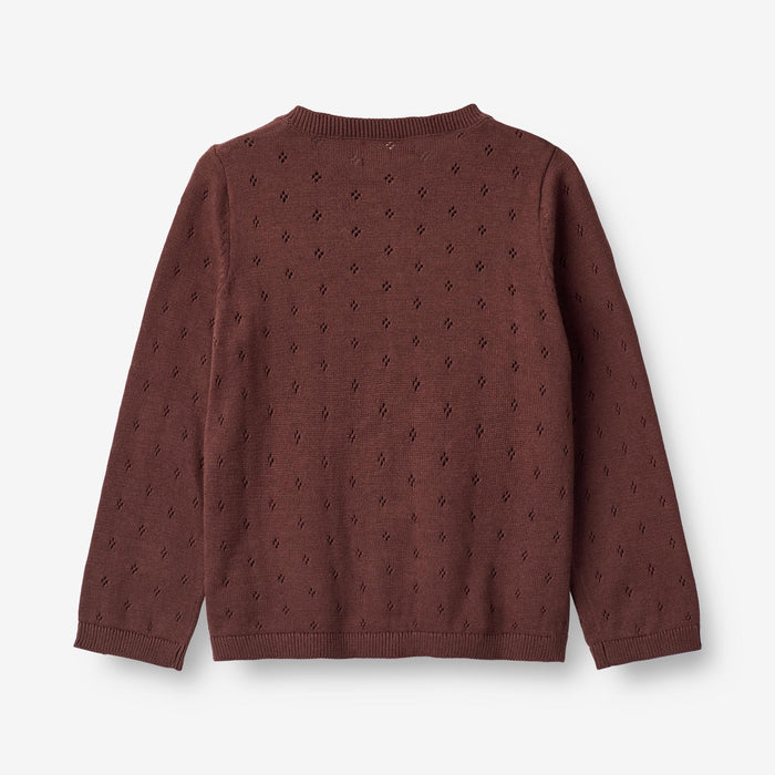 Wheat Main Knit Cardigan Maia Knitted Tops 2118 aubergine
