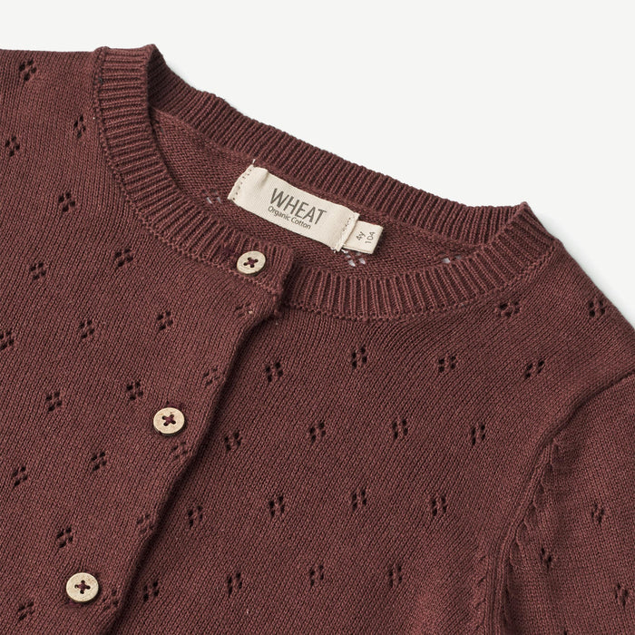 Wheat Main Knit Cardigan Maia Knitted Tops 2118 aubergine