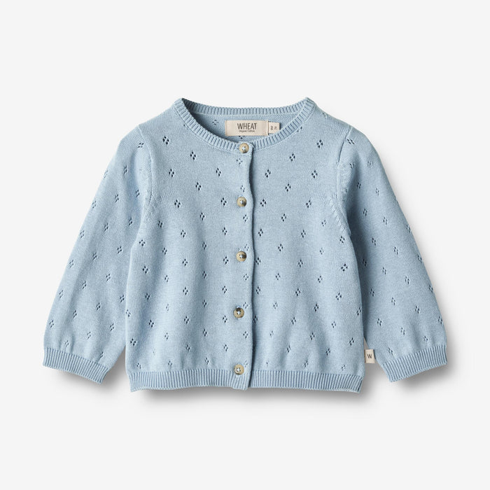 Wheat Main Knit Cardigan Maia | Baby Knitted Tops 1049 blue summer