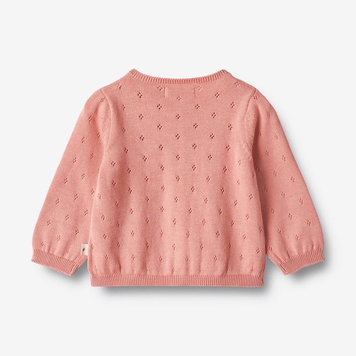 Wheat Main Knit Cardigan Maia | Baby Knitted Tops 2509 rosette