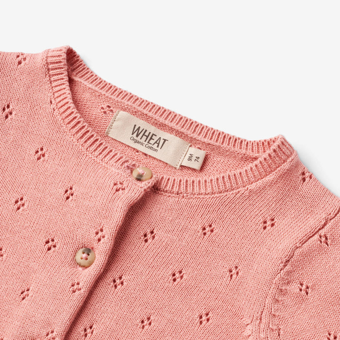 Wheat Main Knit Cardigan Maia | Baby Knitted Tops 2509 rosette