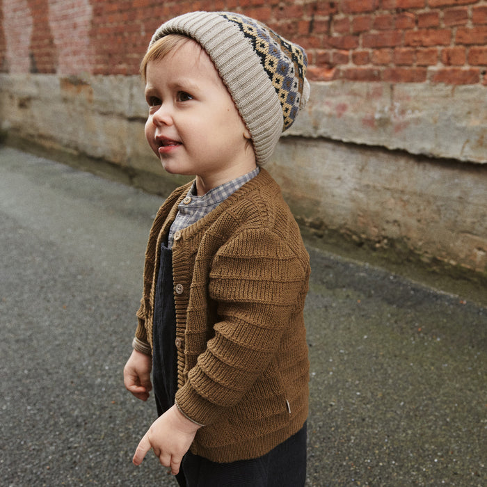 Wheat Main Knit Cardigan Villy | Baby Knitted Tops 4143 green bark