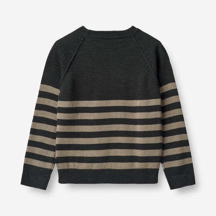 Wheat Main Knit Pullover Benja Knitted Tops 0031 black beige stripe