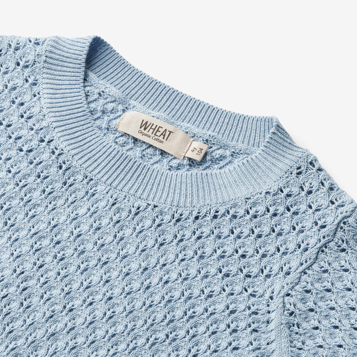 Wheat Main Knit Top S/S Alva Knitted Tops 1049 blue summer