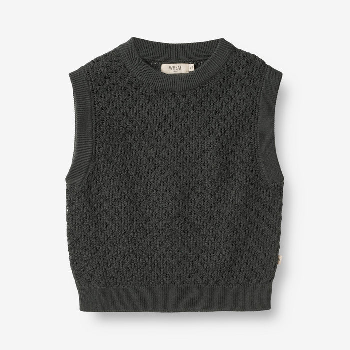 Wheat Main Knit Vest Saga Knitted Tops 0025 black coal