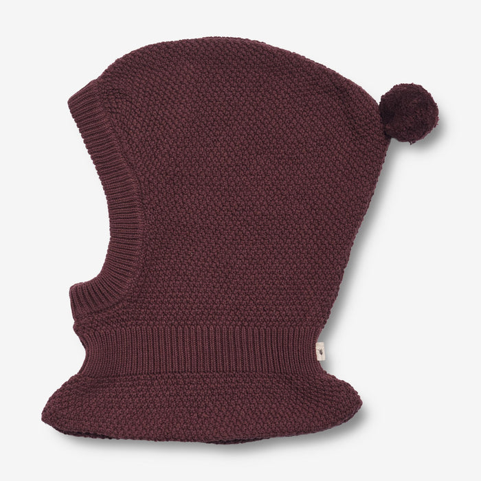 Wheat Outerwear Knitted Balaclava Pomi | Baby Outerwear acc. 2118 aubergine