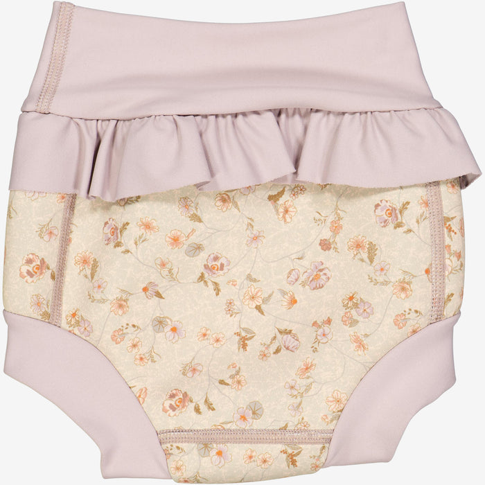 Wheat Main Neoprene Swim Pants Ruffle | Baby Swimwear 1492 purple poppy flowers