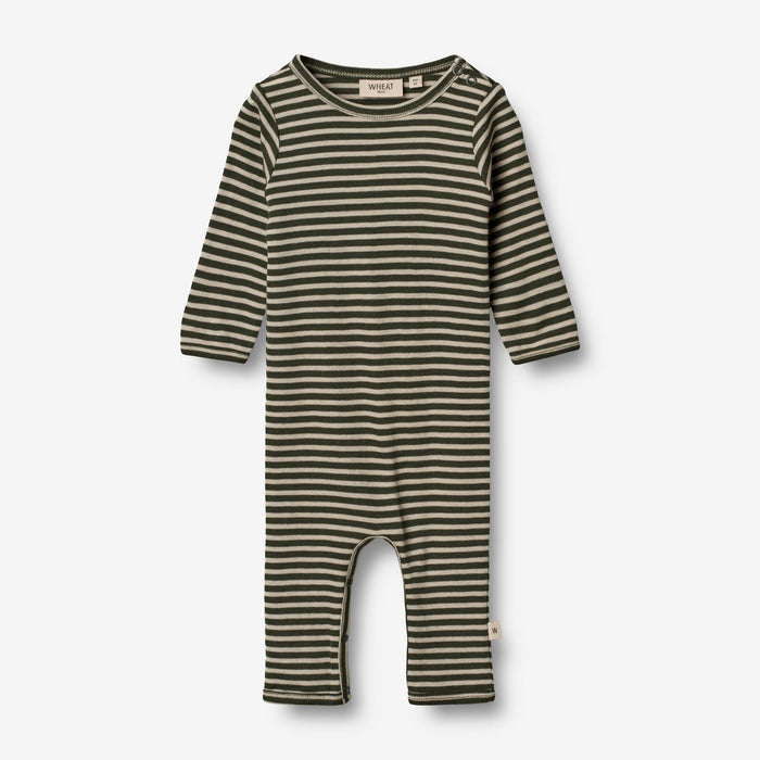 Wheat Wool Plain Wool Jumpsuit | Baby Jumpsuit 4142 green stripe