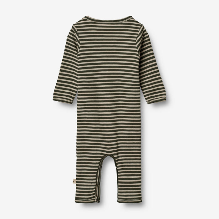 Wheat Wool Plain Wool Jumpsuit | Baby Jumpsuit 4142 green stripe