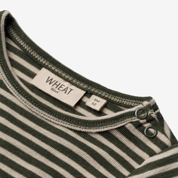 Wheat Wool Plain Wool Jumpsuit | Baby Jumpsuit 4142 green stripe