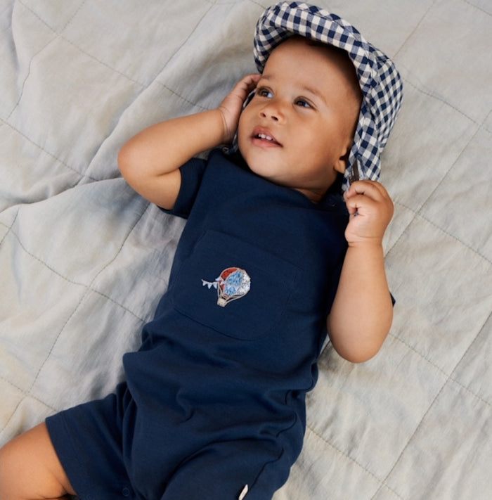 Wheat Main Playsuit S/S Asmus Jumpsuit 1042 blue waves