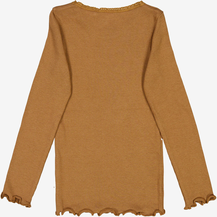 Wheat Main Rib T-Shirt Lace LS Jersey Tops and T-Shirts 5073 caramel