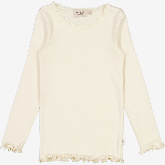 Wheat Main Rib T-Shirt Lace LS Jersey Tops and T-Shirts 3129 eggshell