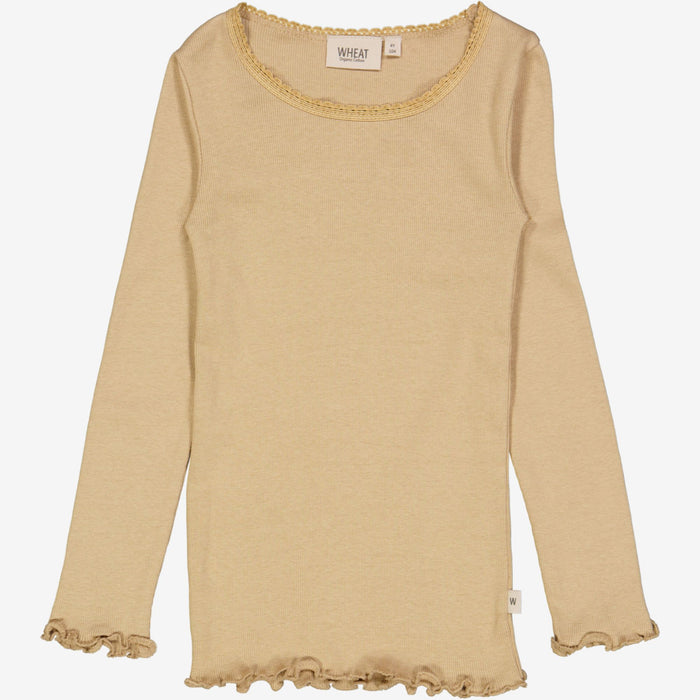 Wheat Main Rib T-Shirt Lace LS Jersey Tops and T-Shirts 3308 latte