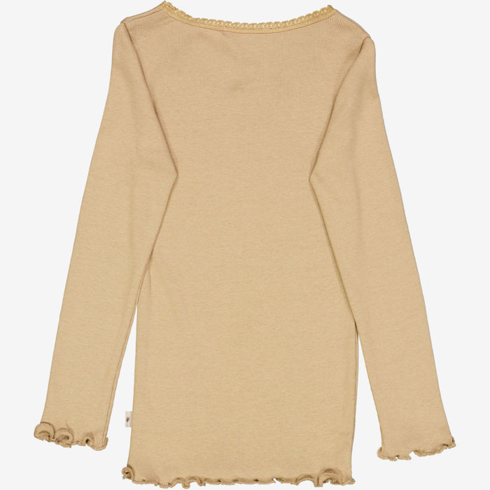 Wheat Main Rib T-Shirt Lace LS Jersey Tops and T-Shirts 3308 latte