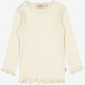 Wheat Main Rib T-Shirt Lace LS | Baby Jersey Tops and T-Shirts 3129 eggshell