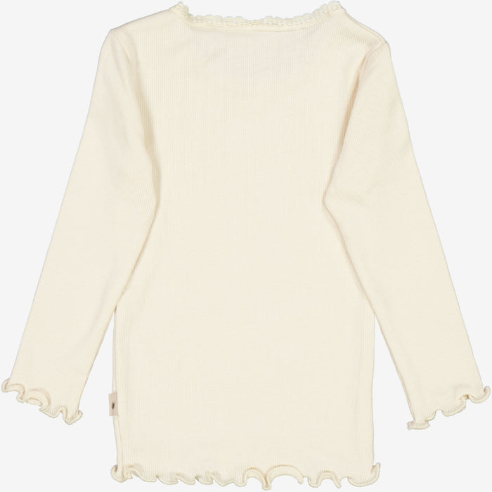 Wheat Main Rib T-Shirt Lace LS | Baby Jersey Tops and T-Shirts 3129 eggshell