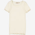 Wheat Main Rib T-Shirt Lace SS Jersey Tops and T-Shirts 3129 eggshell
