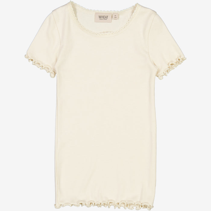 Wheat Main Rib T-Shirt Lace SS Jersey Tops and T-Shirts 3129 eggshell