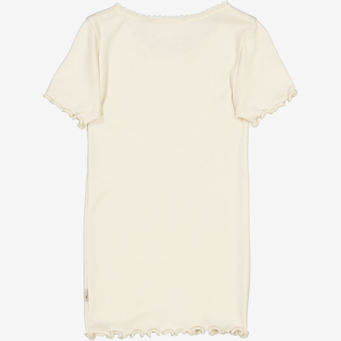 Wheat Main Rib T-Shirt Lace SS Jersey Tops and T-Shirts 3129 eggshell